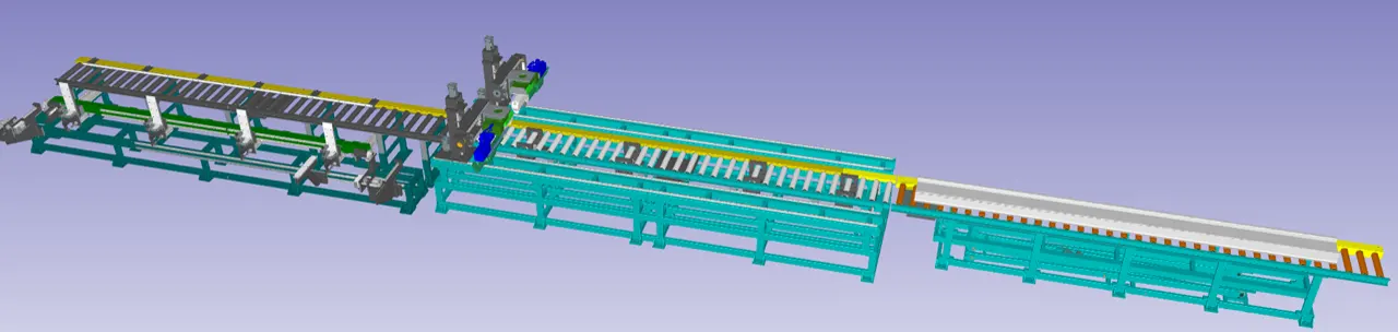 3D layout of the complete busway manufacturing line