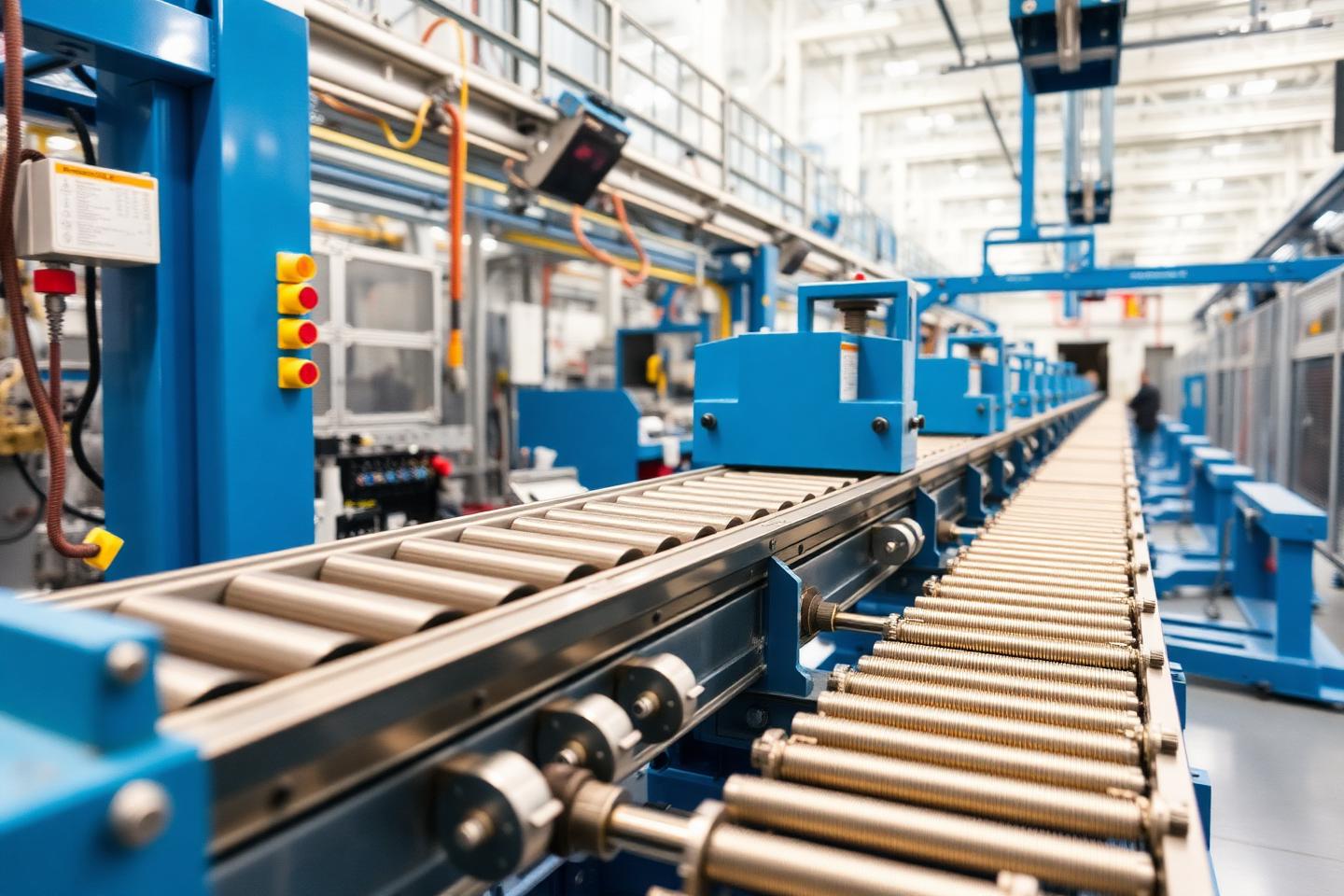 Busbar assembly line with conveyor and riveting stations