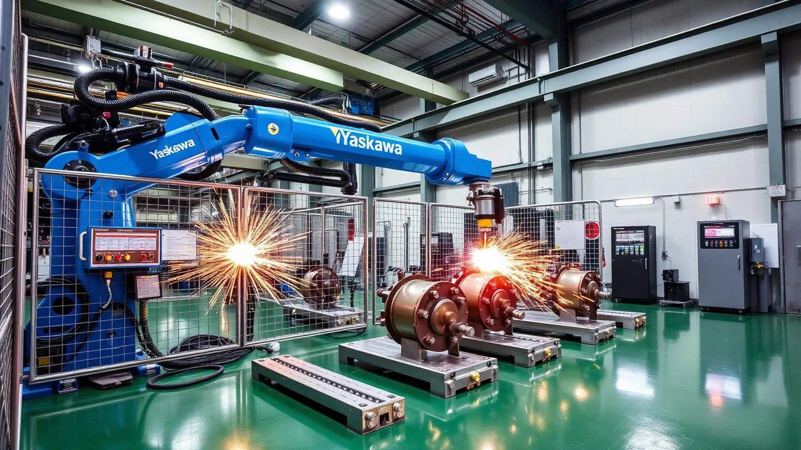 Robotic welding cell in operation at Dadu Industries